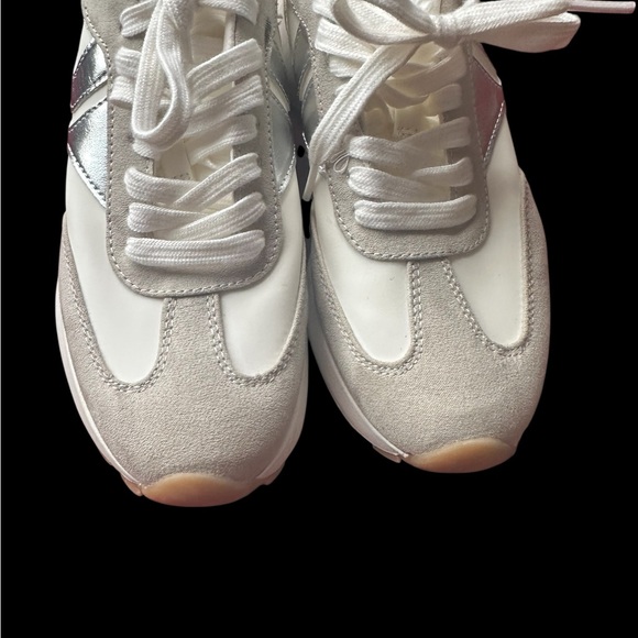 Steve Madden Women's Sneakers in White, Silver, and Tan - Picture 3 of 7
